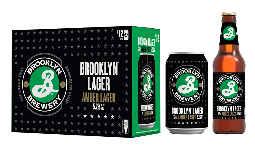 Brooklyn Lager can and bottle